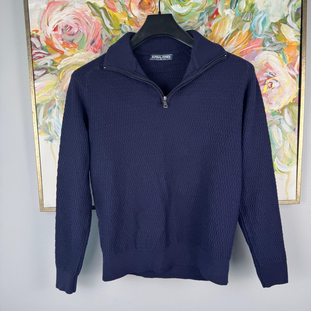 Classic Navy Zip-Up Sweater for Men